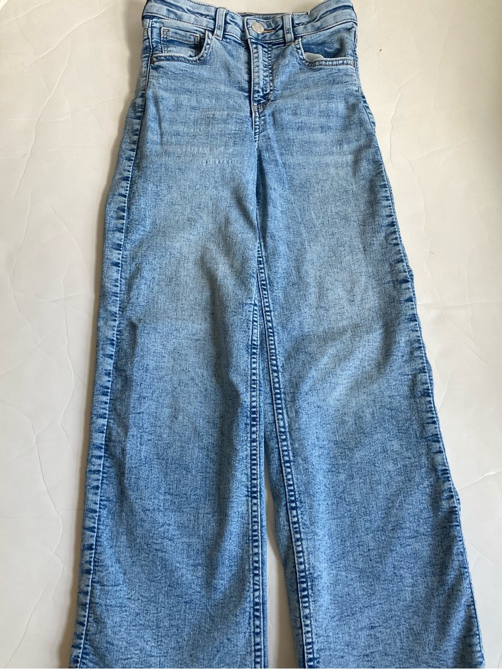 H&M high rise wide leg light wash girls jeans size 134 8 EUC
